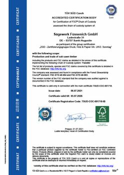 FSC® Certificat Sägewerk Füssenich