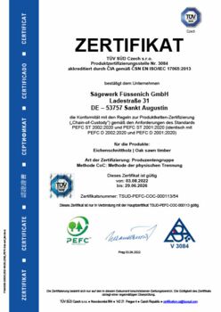 PEFC certificat Sägewerk Füssenich